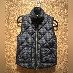 J Crew Woman’s Gray Gingham Print Full‎ Zip  Vest Size S
